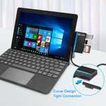Hub ROCKETEK RT-SGO727 USB 3.0 + USB 2.0 + Micro USB pour Microsoft Surface Go, avec 2 emplacements pour cartes TF et SD, RT-SGO727