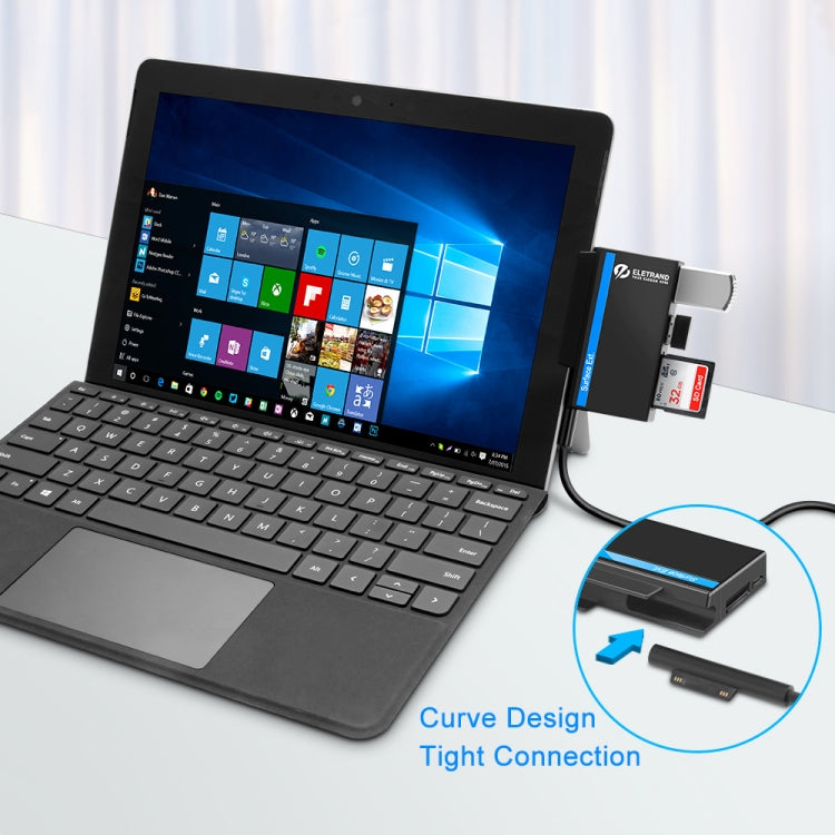 Hub d'interface ROCKETEK RT-SGO737 2 USB 3.0 + Micro USB pour Microsoft Surface Go, avec 2 emplacements pour cartes TF et SD, RT-SGO737