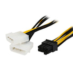 Câble d'alimentation graphique PCI Express en Y de 18 cm 8 broches vers double Molex 4 broches, femelle 8 broches vers mâle double 4 broches