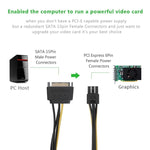 Câble d'alimentation SATA 15 broches vers PCI Express 6 broches pour carte graphique vidéo de 20 cm, SATA 15 broches vers femelle 6 broches