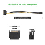 Câble d'alimentation SATA 15 broches vers PCI Express 6 broches pour carte graphique vidéo de 20 cm, SATA 15 broches vers femelle 6 broches