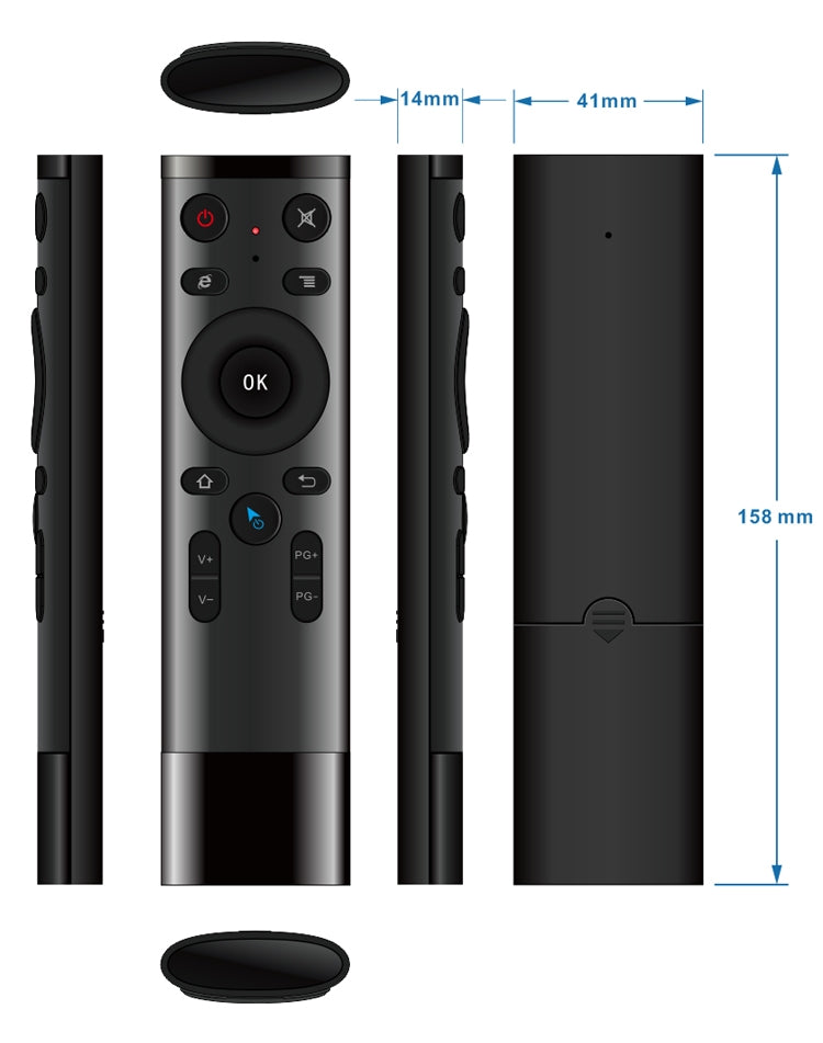 Télécommande universelle Q5 2.4G RF 3D à détection somatosensorielle, finition brossée à la mode