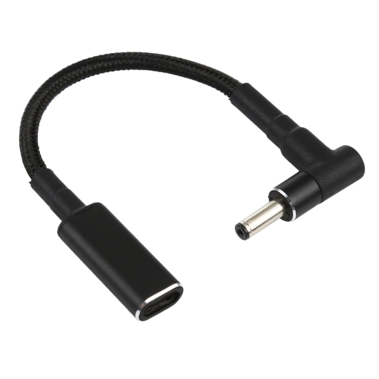Câble adaptateur PD 100W 18,5-20V 4,0 x 1,35 mm coude vers USB-C / Type-C en nylon tressé, 4,0 x 1,35 mm