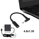 Câble adaptateur PD 100W 18,5-20V 4,0 x 1,35 mm coude vers USB-C / Type-C en nylon tressé, 4,0 x 1,35 mm