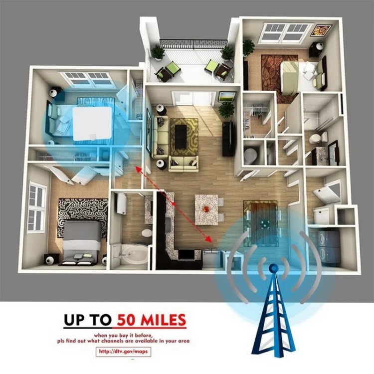 AN-1002 Antenne HDTV d'intérieur 5dBi/25dBi avec ventouse, VHF170-230/UHF470-862MHz, AN-1002