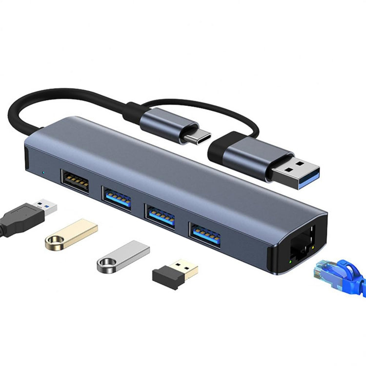 Station d'accueil multifonctionnelle HUB adaptateur BYL-2208TU 5 en 2 USB + USB-C / Type-C vers USB, BYL-2208