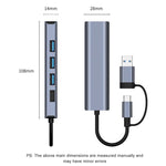 Station d'accueil multifonctionnelle HUB adaptateur BYL-2208TU 5 en 2 USB + USB-C / Type-C vers USB, BYL-2208