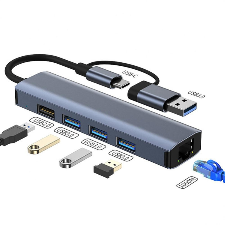 Station d'accueil multifonctionnelle HUB adaptateur BYL-2208TU 5 en 2 USB + USB-C / Type-C vers USB, BYL-2208