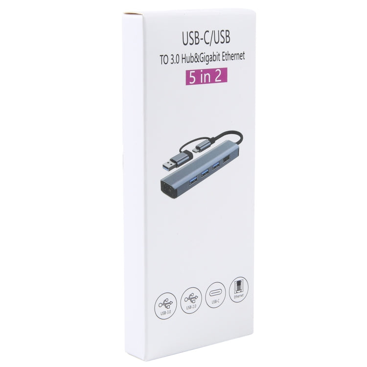Station d'accueil multifonctionnelle HUB adaptateur BYL-2208TU 5 en 2 USB + USB-C / Type-C vers USB, BYL-2208