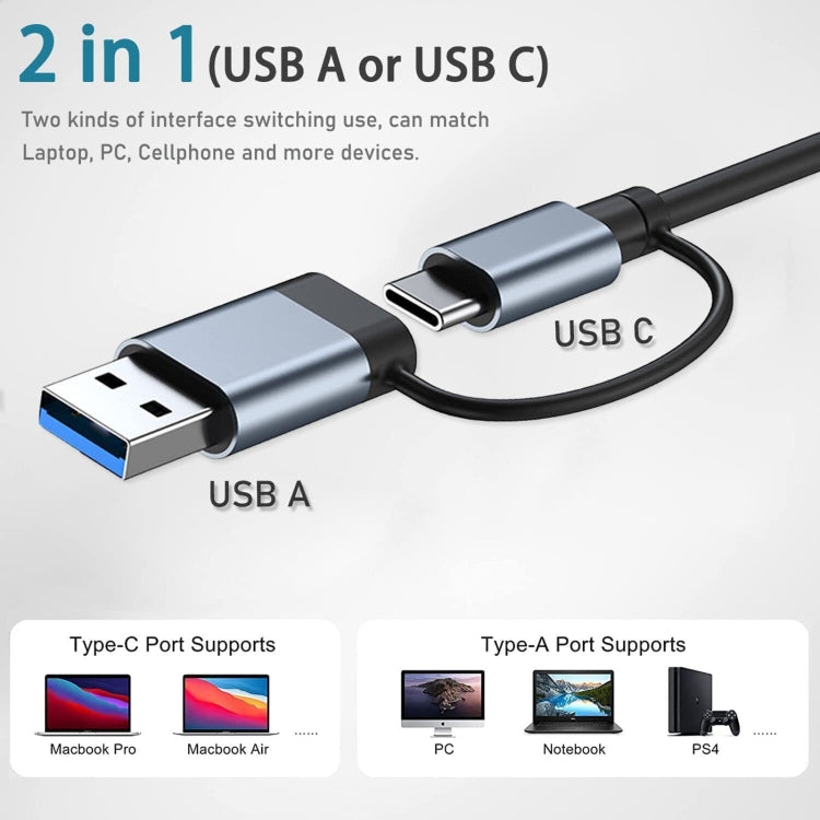 Station d'accueil multifonctionnelle HUB adaptateur BYL-2208TU 5 en 2 USB + USB-C / Type-C vers USB, BYL-2208
