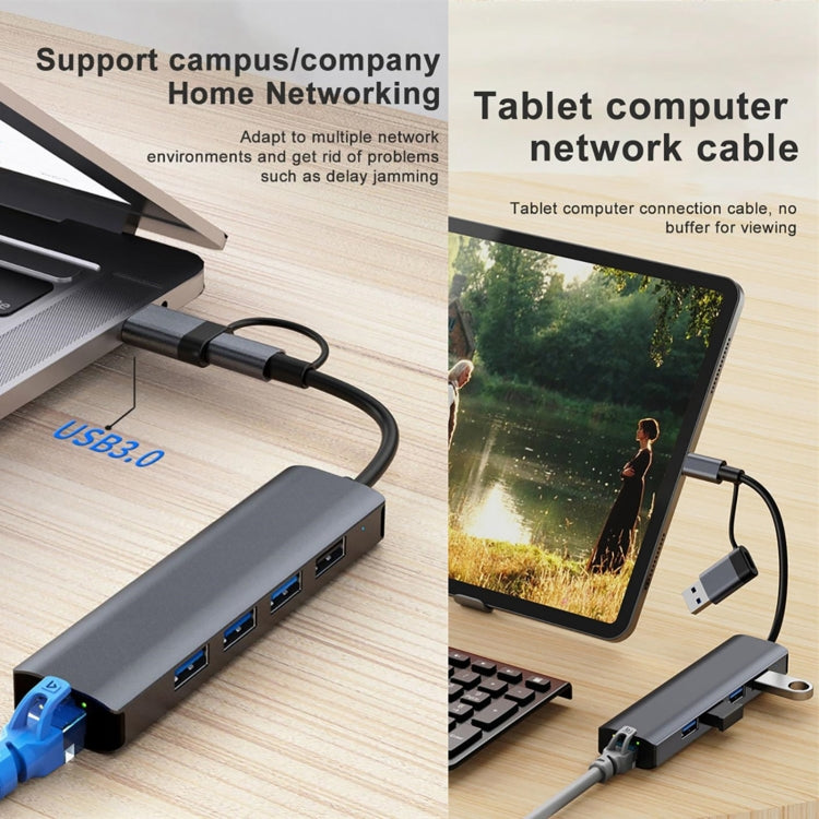Station d'accueil multifonctionnelle HUB adaptateur BYL-2208TU 5 en 2 USB + USB-C / Type-C vers USB, BYL-2208