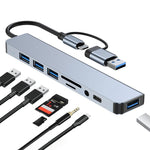Station d'accueil multifonctionnelle HUB adaptateur BYL-2218TU 8 en 1 USB + USB-C / Type-C vers USB, BYL-2218TU