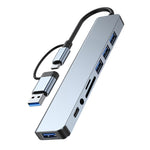 Station d'accueil multifonctionnelle HUB adaptateur BYL-2218TU 8 en 1 USB + USB-C / Type-C vers USB, BYL-2218TU