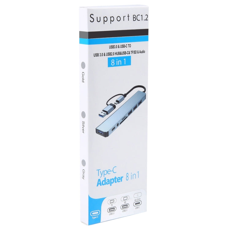 Station d'accueil multifonctionnelle HUB adaptateur BYL-2218TU 8 en 1 USB + USB-C / Type-C vers USB, BYL-2218TU