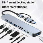 Station d'accueil multifonctionnelle HUB adaptateur BYL-2218TU 8 en 1 USB + USB-C / Type-C vers USB, BYL-2218TU