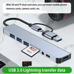 Station d'accueil multifonctionnelle HUB adaptateur BYL-2218TU 8 en 1 USB + USB-C / Type-C vers USB, BYL-2218TU