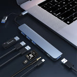 Station d'accueil multifonctionnelle HUB adaptateur BYL-2218TU 8 en 1 USB + USB-C / Type-C vers USB, BYL-2218TU