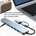 Station d'accueil multifonctionnelle HUB adaptateur BYL-2218TU 8 en 1 USB + USB-C / Type-C vers USB, BYL-2218TU
