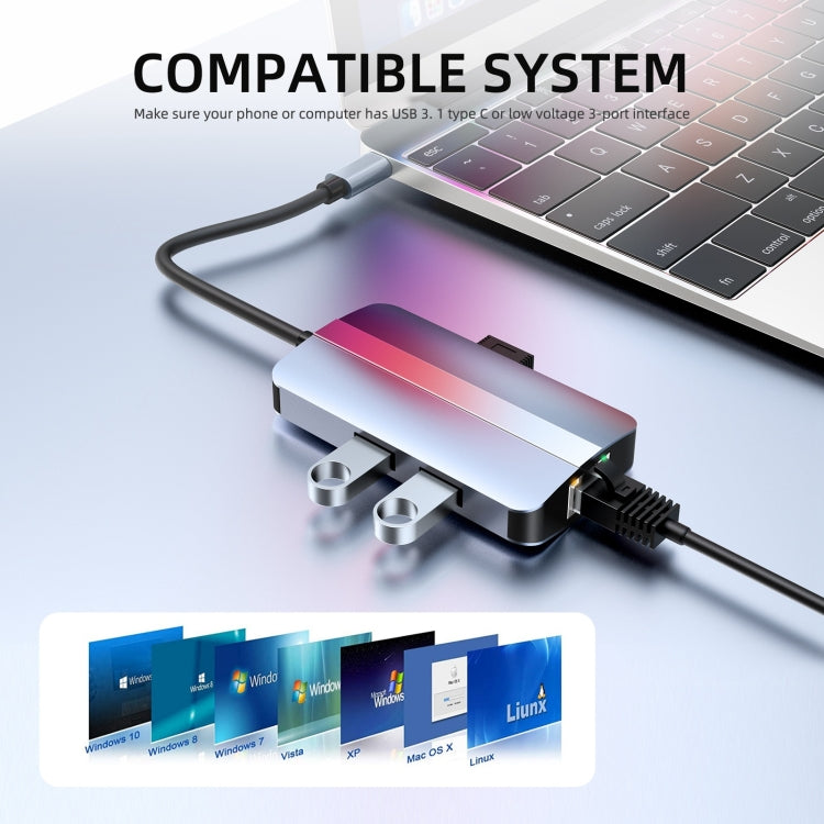 Station d'accueil multifonction 6 en 1 USB-C / Type-C vers USB HUB adaptateur BYL-2203