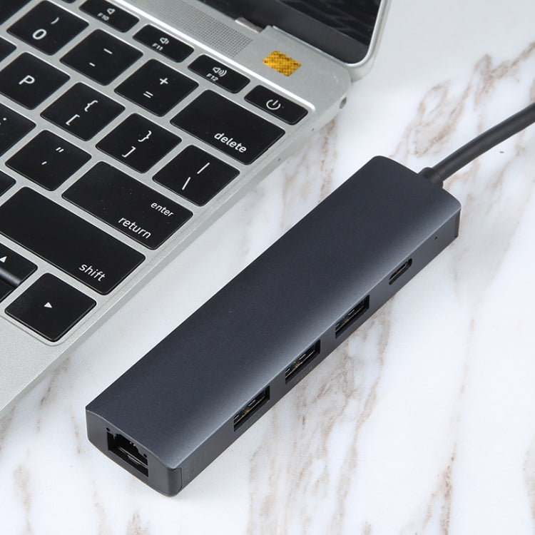 Station d'accueil multifonction 5 en 1 USB-C / Type-C vers USB HUB adaptateur avec port réseau 1000M, BYL-2302