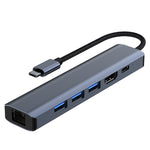 Station d'accueil multifonction 6 en 1 USB-C / Type-C vers USB HUB adaptateur avec port réseau 1000M, BYL-2210