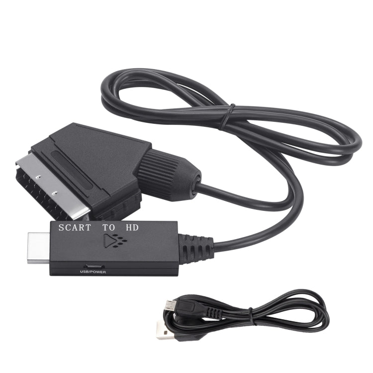 Convertisseur Scart vers HDMI Compatible, Adaptateur Câble Vidéo Audio, Scart vers HDMI