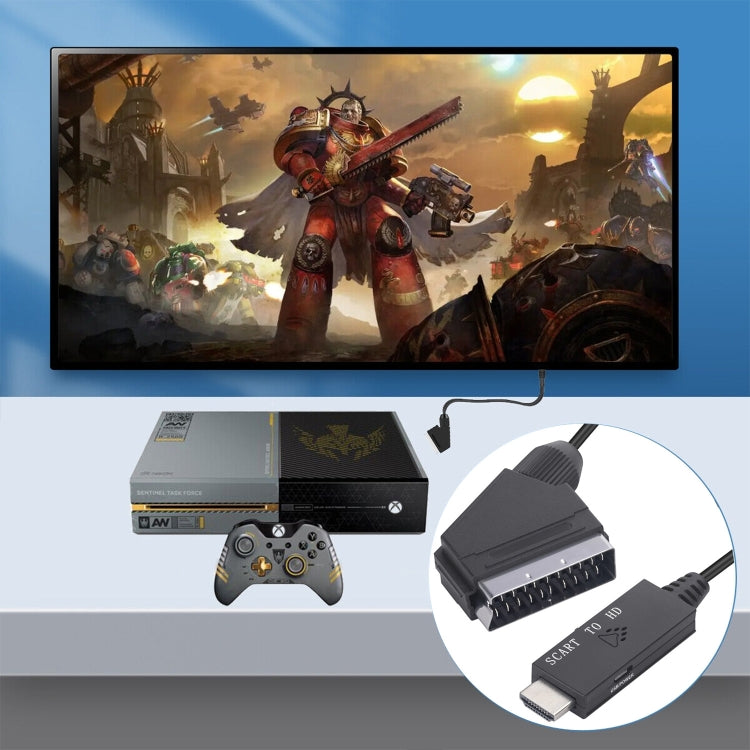Convertisseur Scart vers HDMI Compatible, Adaptateur Câble Vidéo Audio, Scart vers HDMI