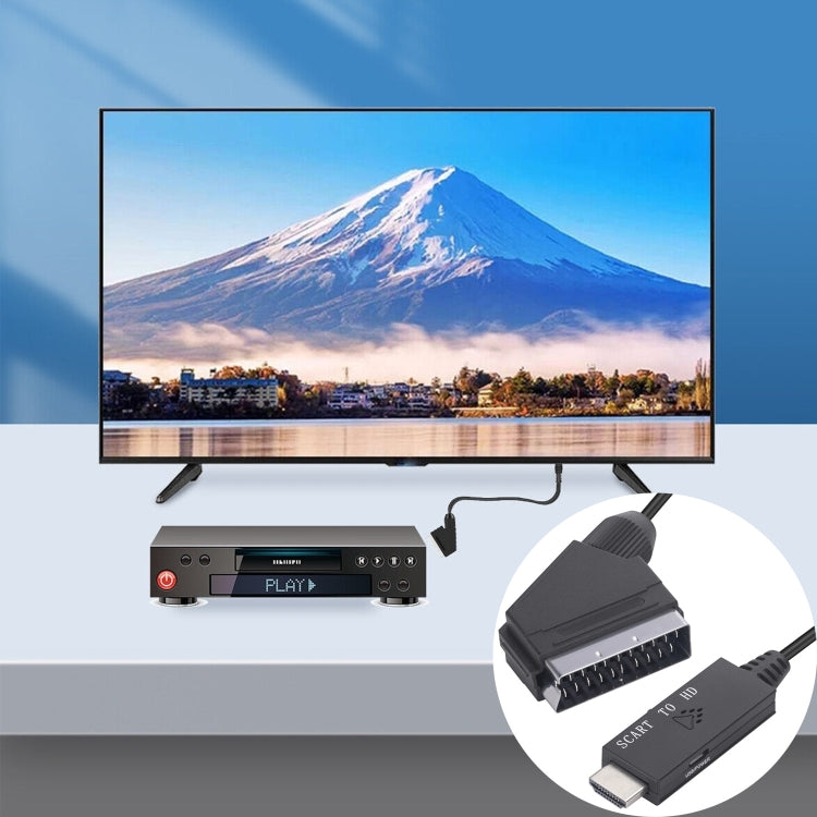 Convertisseur Scart vers HDMI Compatible, Adaptateur Câble Vidéo Audio, Scart vers HDMI