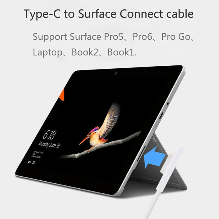 Câble chargeur adaptateur secteur Surface Pro 7 / 6 / 5 vers interfaces USB-C / Type-C mâle pour Microsoft Surface Pro 7 / 6 / 5 / 4 / 3 / Microsoft Surface Go, Type-C vers Microsoft Surface
