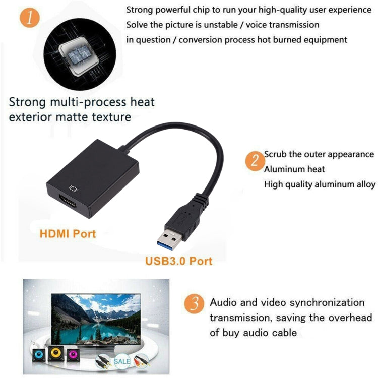Câble convertisseur carte graphique externe USB 3.0 vers HDMI