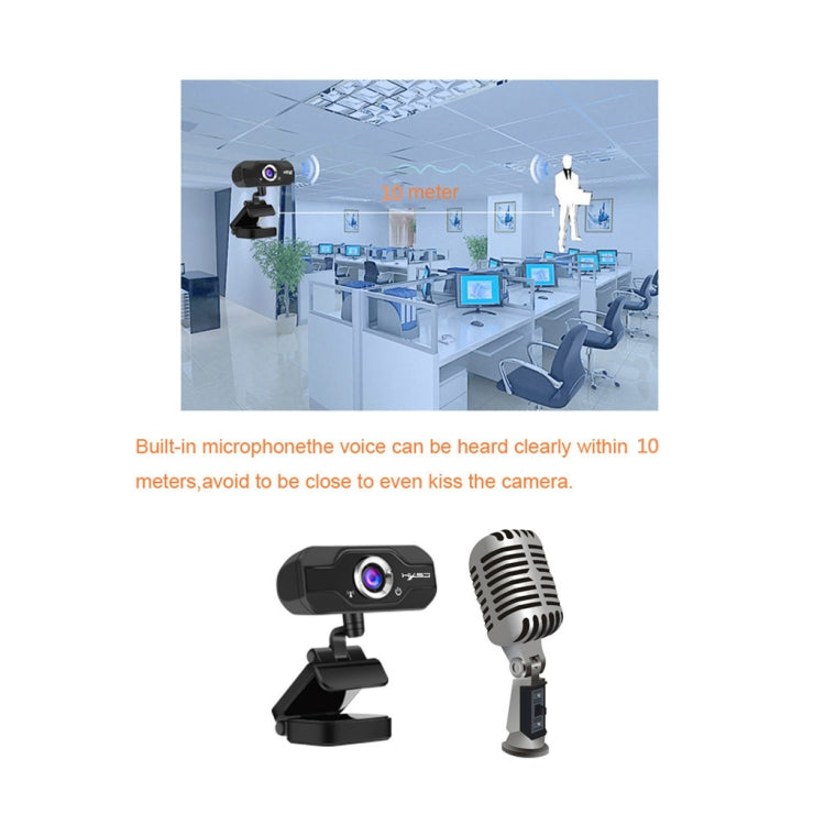 Webcam HD 720P HXSJ S50 30fps 100 mégapixels pour ordinateur de bureau / portable / Smart TV, avec microphone à absorption acoustique de 10 m, longueur de câble : 1,4 m, S50