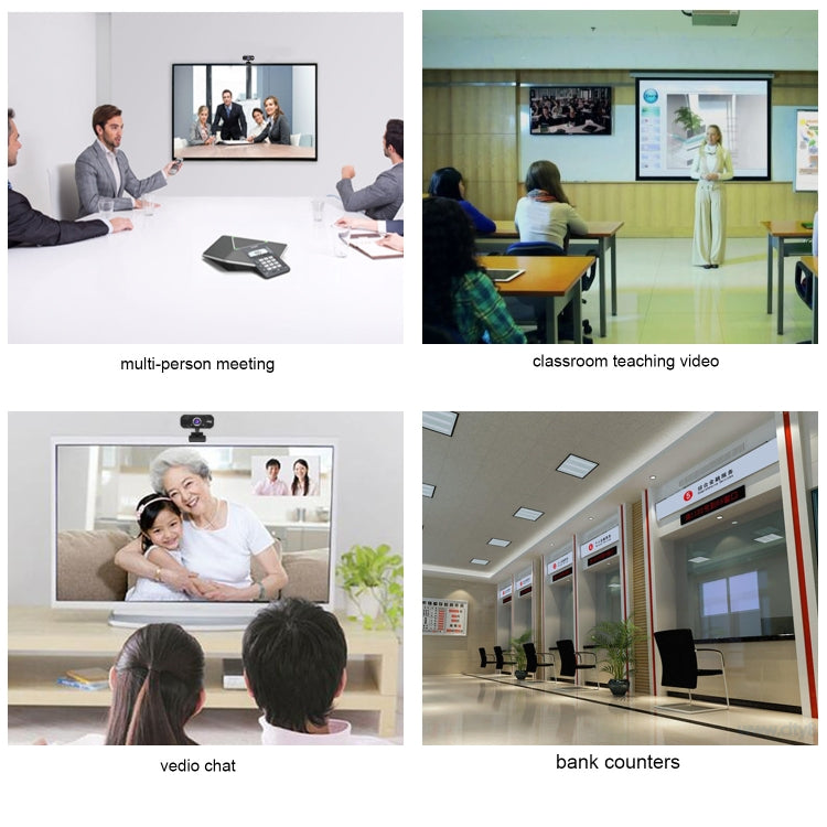 Webcam HD 720P HXSJ S50 30fps 100 mégapixels pour ordinateur de bureau / portable / Smart TV, avec microphone à absorption acoustique de 10 m, longueur de câble : 1,4 m, S50