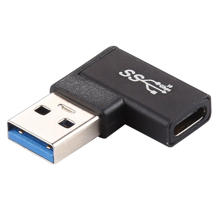 Adaptateur en alliage d’aluminium Type-C / USB-C femelle vers USB 3.0 mâle à angle de 90 degrés, Type-C femelle vers USB 3.0 mâle