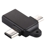 Adaptateur en alliage d’aluminium USB 3.0 femelle vers Type-C / USB-C mâle + Micro mâle, USB 3.0 femelle vers Type-C mâle + Micro mâle