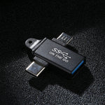 Adaptateur en alliage d’aluminium USB 3.0 femelle vers Type-C / USB-C mâle + Micro mâle, USB 3.0 femelle vers Type-C mâle + Micro mâle