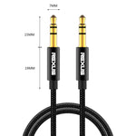 Câble audio stéréo REXLIS 3629 jack 3,5 mm mâle vers mâle plaqué or pour autoradio AUX, appareils numériques standard AUX 3,5 mm, longueur : 1,8 m