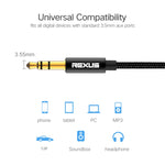 Câble audio stéréo REXLIS 3629 jack 3,5 mm mâle vers mâle plaqué or pour autoradio AUX, appareils numériques standard AUX 3,5 mm, longueur : 1,8 m