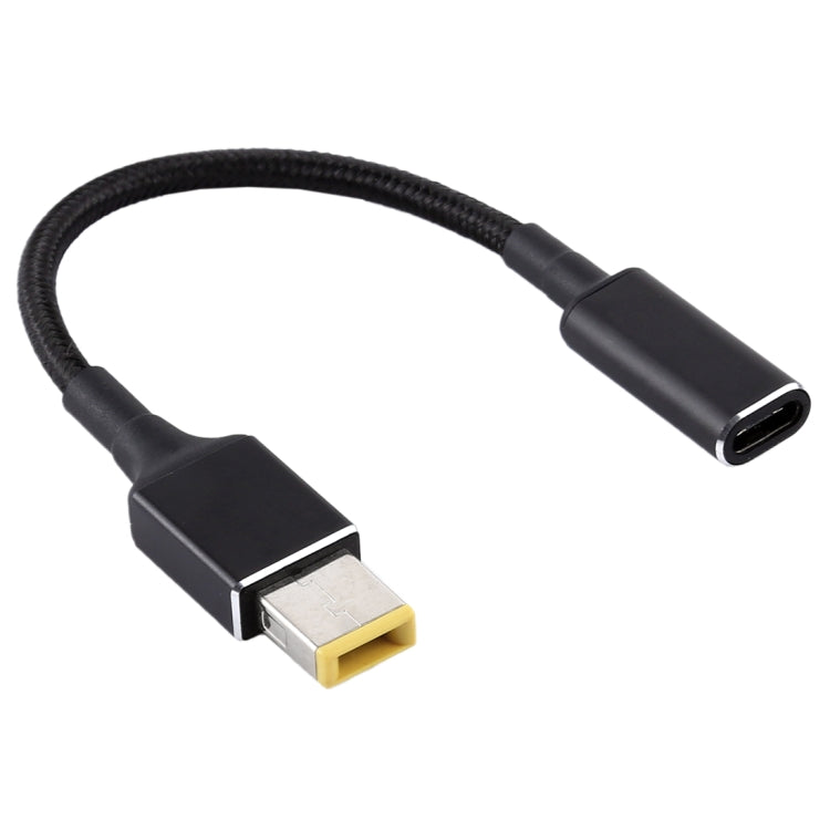 Adaptateur PD 100W 18,5-20V prise carrée vers USB-C / Type-C câble en nylon tressé pour ordinateur portable Lenovo