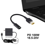 Adaptateur PD 100W 18,5-20V prise carrée vers USB-C / Type-C câble en nylon tressé pour ordinateur portable Lenovo