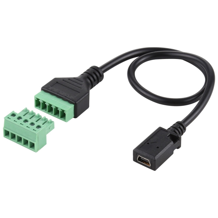 Câble adaptateur connecteur USB sans soudure femelle mini 5 broches vers bornes enfichables 5 broches, longueur : 30cm, femelle mini 5 broches