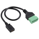Câble adaptateur connecteur USB sans soudure femelle mini 5 broches vers bornes enfichables 5 broches, longueur : 30cm, femelle mini 5 broches