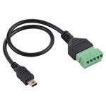 Câble adaptateur connecteur USB sans soudure mâle mini 5 broches vers bornes enfichables 5 broches, longueur : 30cm, mâle mini 5 broches
