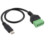 Câble adaptateur connecteur USB sans soudure mâle USB-C / Type-C vers bornes enfichables 5 broches, longueur : 30cm, mâle Type-C