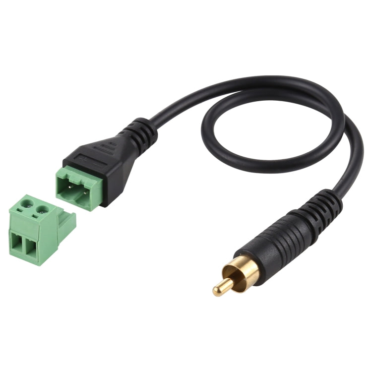 Câble adaptateur de connexion sans soudure RCA mâle plaqué or vers bornes enfichables 2 broches, longueur : 30 cm, RCA mâle