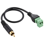 Câble adaptateur de connexion sans soudure RCA mâle plaqué or vers bornes enfichables 2 broches, longueur : 30 cm, RCA mâle