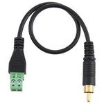 Câble adaptateur de connexion sans soudure RCA mâle plaqué or vers bornes enfichables 2 broches, longueur : 30 cm, RCA mâle