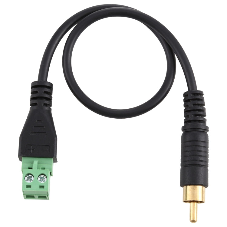Câble adaptateur de connexion sans soudure RCA mâle plaqué or vers bornes enfichables 2 broches, longueur : 30 cm, RCA mâle
