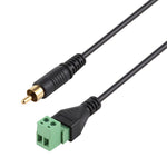 Câble adaptateur de connexion sans soudure RCA mâle plaqué or vers bornes enfichables 2 broches, longueur : 30 cm, RCA mâle