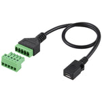 Câble adaptateur de connexion sans soudure Micro USB femelle vers bornes enfichables 5 broches, longueur : 30 cm, Micro USB femelle