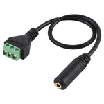 Câble adaptateur sans soudure, connecteur femelle 3,5 mm vers bornes enfichables 3 broches, longueur : 30 cm, femelle 3,5 mm vers 3 broches